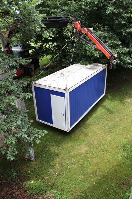 Press kit | 1171-02 - Press release | Countdown to the opening of BIO 50, the Biennial of Design in Ljubljana, Slovenia - Museum of Architecture and Design (MAO), Ljubljana - Event + Exhibition - Setting up the container_Affordable Living - Photo credit: Tomislav Vidović