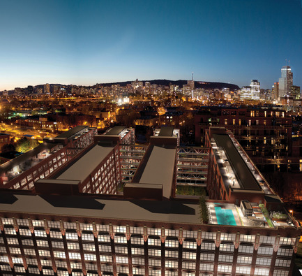 Dossier de presse | 1038-02 - Communiqué de presse | Le Nordelecdévoile l’intérieur de son premier penthouse - Condos Nordelec - Design d’intérieur résidentiel -  VUE DE MONTRÉAL&nbsp;(3D) - Crédit photo : Nordelec