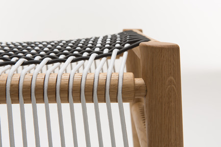 Press kit | 1539-01 - Press release | Loom Collection by H: Inspired by Mexican Tradition - H - Industrial Design -   Loom Stool<br>H: 48cm; W: 52cm; D: 45cm<br>Oak, Black and White Cords<br>Designer: Hierve - Photo credit: Peter Guenzel
