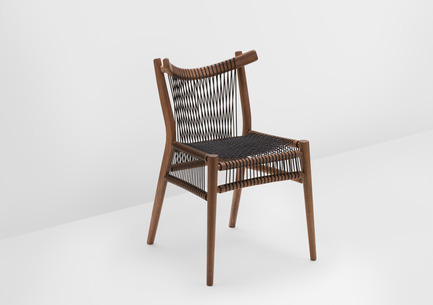 Press kit | 1539-01 - Press release | Loom Collection by H: Inspired by Mexican Tradition - H - Industrial Design -  Loom Chair<br>H: 78cm; W: 52cm; D: 55cm<br>Walnut, Black Cords<br>Designer: Hierve  - Photo credit:  Peter Guenzel 