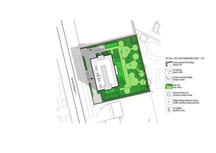 Press kit | 1139-03 - Press release | Foundation for Polish Science Headquarters - FAAB Architektura - Commercial Architecture - Site plan 1:500 - Photo credit: © FAAB Architektura
