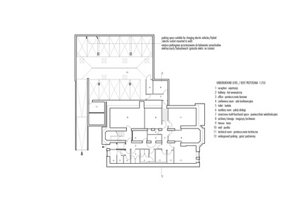 Press kit | 1139-03 - Press release | Foundation for Polish Science Headquarters - FAAB Architektura - Commercial Architecture - Underground level 1:250<br> - Photo credit: © FAAB Architektura