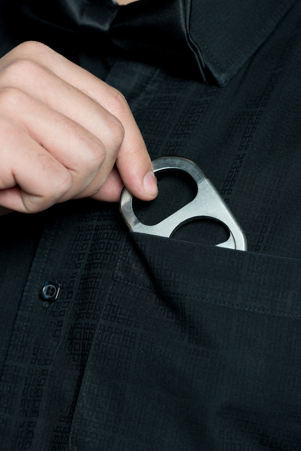 Press kit | 884-04 - Press release | HEC Project 2014 Edition - Faculté d'aménagement de l'Université de Montréal - Industrial Design - La Goupille<br><br>La  Goupille is a portable bottle opener with a luxurious finish: made from  laser cut stainless steel and manually finished with accuracy, it draws  its inspiration from the easiest of opening principles: the beer can  pin.<br><br>Julien Claude<br>Jean-Benoit Clermont<br>Edmund Leduc - Photo credit: Olivier Ouimet 2014 - www.olivierouimet.com