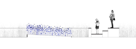 Press kit | 837-11 - Press release | The International Garden Festival announces the designers for its 16th edition - International Garden Festival / Reford Gardens - Landscape Architecture - CARRÉ BLEU SUR FOND BLANC by o.k. [Kihan Kim, landscape architect &amp; Ophélie Bouvet, landscape architect], Paris, France.<br><br>The idea for this garden was born from a chance discovery made under a hammock. Stubborn in their search of sun, flowers had pushed through the netting and pierced it with their bloom. They created a random pattern on the blank canvas of the hammock. This reinterpretation of a natural phenomenon will create a contemplative garden where the fabric will act as a filter that will be activated by the blooming plants. The resulting tapestry will be woven by the flowers each day of the Festival. The surface will vibrate with the confusion between the plants that are immersed or submerged.<br><br>Recent graduates in landscape architecture, the members of this team share a desire to generate a dialogue between the points of view and disciplines that probe our environment. Building on the strength of their international experience, from Edinburgh to Barcelona, Paris to Seoul, Kihan Kim and Ophélie Bouvet focus their approach on the senses explored through visual experimentation. They play with the boundaries to assert their differences and their qualities. Between art, architecture and botany, they seek to use their skills to create the unexpected. - Photo credit: o.k. 