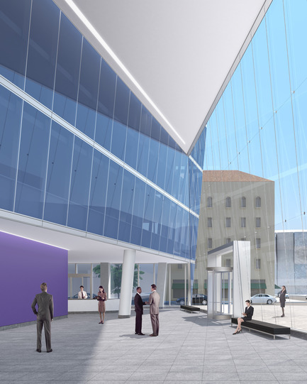Dossier de presse | 1204-02 - Communiqué de presse | Pei Cobb Freed & Partners Designs an Iconic Tower for Downtown Sacramento - Pei Cobb Freed & Partners - Architecture commerciale - Lobby interior - Crédit photo : Pei Cobb Freed &amp; Partners