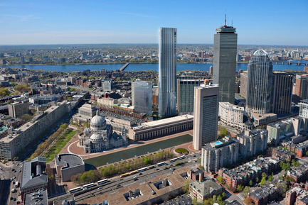 Dossier de presse | 1204-03 - Communiqué de presse | Boston’s Tallest Residential Building, Designed by Pei Cobb Freed & Partners, Breaks Ground - Pei Cobb Freed & Partners - Architecture résidentielle -  View looking northwest  - Crédit photo :  Pei Cobb Freed &amp; Partners, Cambridge Seven Associates 