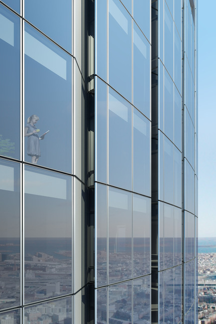 Dossier de presse | 1204-03 - Communiqué de presse | Boston’s Tallest Residential Building, Designed by Pei Cobb Freed & Partners, Breaks Ground - Pei Cobb Freed & Partners - Architecture résidentielle -  Glass-screened incisions at residential floors  - Crédit photo :  &nbsp;Pei Cobb Freed &amp; Partners, Cambridge Seven Associates  