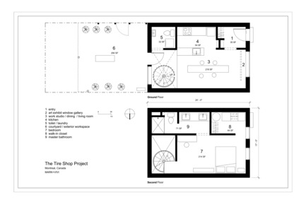 Dossier de presse | 1608-01 - Communiqué de presse | Le Projet 'Tire Shop' - Mark+Vivi - Architecture résidentielle - Plans - Crédit photo :  MARK+VIVI 