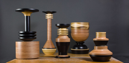 Press kit | 1604-01 - Press release | Design Days Dubai 2015 - Gallery Announcement - Design Days Dubai - Event + Exhibition - Simone Brewster tropical noir turned wood vessels height ranges from 42 cm - 86 cm  - Photo credit: Courtesy of Crafts Council