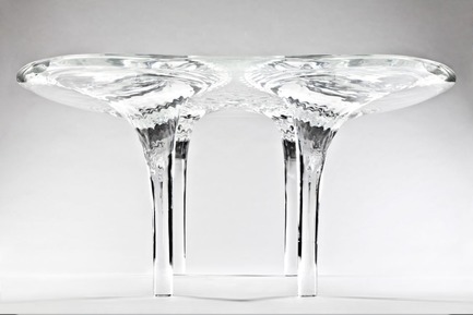 Press kit | 1604-01 - Press release | Design Days Dubai 2015 - Gallery Announcement - Design Days Dubai - Event + Exhibition -  Zaha Hadid Table ' Liquid Glacial, Acrylic, 2013  - Photo credit: Courtesy of David Gill Galleries 