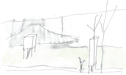Press kit | 837-12 - Press release | THE WHITE ROOMS  by architect Pierre Thibault at Les Jardins de Métis / Reford Gardens - International Garden Festival - Event + Exhibition - Sketch by Pierre Thibault - Photo credit: Atelier Pierre Thibault