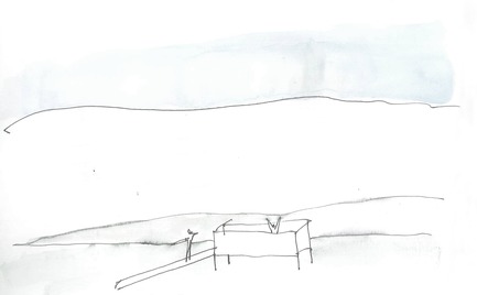 Press kit | 837-12 - Press release | THE WHITE ROOMS  by architect Pierre Thibault at Les Jardins de Métis / Reford Gardens - International Garden Festival - Event + Exhibition - Sketch by Pierre Thibault. - Photo credit: Atelier Pierre Thibault