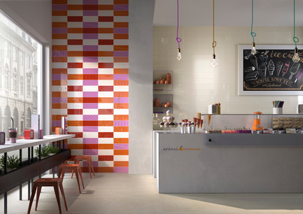 Press kit | 1606-01 - Press release | A new tile collection inspired by the Pop Art of Roy Lichtenstein - Ceratec - Product - Commercial - Tiles showned: Cool B, DM, O &amp; R and POP B, DM, O &amp; R  - Photo credit:  POP Series By Ceratec 