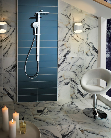 Press kit | 1548-03 - Press release | May Design Series 2015: Show Preview - UBM EMEA Built Environment - Residential Interior Design - British Ceramic Tile HD MANTIS WITH PETROL GLASS - Photo credit: British Ceramic Tile 