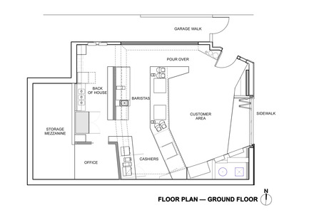 Dossier de presse | 1771-01 - Communiqué de presse | Coffee Bar Revitalizes Area - jones | haydu - Architecture commerciale - Plan - Crédit photo : jones | haydu