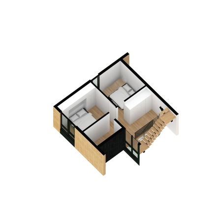 Dossier de presse | 1095-02 - Communiqué de presse | Spahaus et Trihaus : l’architecture contemporaine se démocratise en nature - Fraternité-sur-Lac & YH2 - Immobilier - TRIHAUS - VUE 3D - NIVEAU 2 - Crédit photo : YH2 Architecture