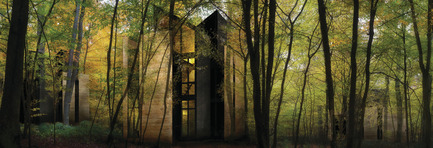 Dossier de presse | 1095-02 - Communiqué de presse | Spahaus et Trihaus : l’architecture contemporaine se démocratise en nature - Fraternité-sur-Lac & YH2 - Immobilier - TRIHAUS - 3D VUE EXTÉRIEURE - Crédit photo : YH2 Architecture