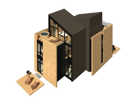 Dossier de presse | 1095-02 - Communiqué de presse | Spahaus et Trihaus : l’architecture contemporaine se démocratise en nature - Fraternité-sur-Lac & YH2 - Immobilier - TRIHAUS - VUE 3D - Crédit photo : YH2 Architecture