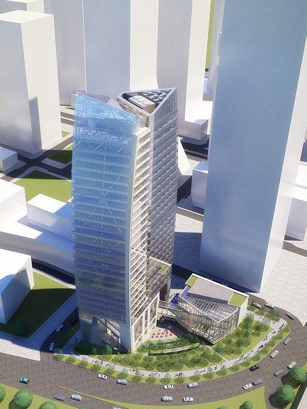 Dossier de presse | 1204-04 - Communiqué de presse | Shenzhen tower design unveiled - Pei Cobb Freed & Partners - Architecture commerciale - Bird's-eye view from north - Crédit photo : Pei Cobb Freed &amp; Partners