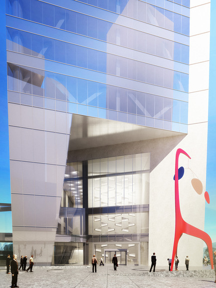 Dossier de presse | 1204-04 - Communiqué de presse | Shenzhen tower design unveiled - Pei Cobb Freed & Partners - Architecture commerciale - Entrance from landscaped plaza - Crédit photo : Pei Cobb Freed &amp; Partners