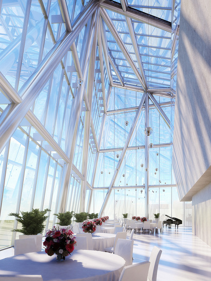 Dossier de presse | 1204-04 - Communiqué de presse | Shenzhen tower design unveiled - Pei Cobb Freed & Partners - Architecture commerciale - Event space at top of tower - Crédit photo : Pei Cobb Freed &amp; Partners