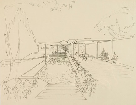 Press kit | 748-24 - Press release | Drawings by the renowned Canadian architect Arthur Erickson to be presented at the UQAM Centre de Design - Centre de design de l'UQAM - Event + Exhibition - Esquisse de la résidence Filberg, Comox, Colombie Britannique, 1958.&nbsp; - Photo credit: Fonds Arthur Erickson, Canadian Architectural Archives, Université de Calgary.&nbsp;