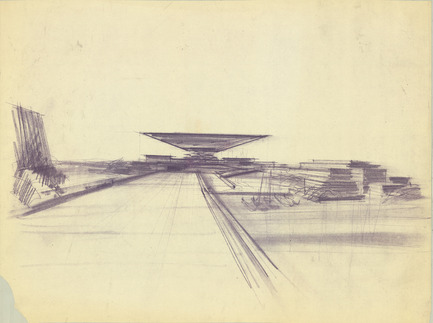Press kit | 748-24 - Press release | Drawings by the renowned Canadian architect Arthur Erickson to be presented at the UQAM Centre de Design - Centre de design de l'UQAM - Event + Exhibition - Esquisse pour le Pavillon du Canada à Expo 67, Montréal, ca. 1964. - Photo credit: &nbsp;Fonds Arthur Erickson, Canadian Architectural Archives, Université de Calgary.&nbsp;