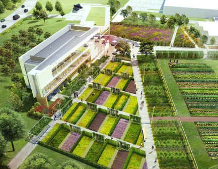 Press kit | 1866-01 - Press release | Durham College Centre for Food - Gow Hastings Architects - Institutional Architecture - Plan for the surrounding gardens and cultivated agricultural landscape. - Photo credit: Janet Rosenberg &amp; Studio