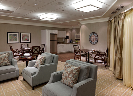 Dossier de presse | 1855-01 - Communiqué de presse | Newcombe Design Group’s approach to retirement living honoured with ARIDO Award - Newcombe Design Associates - Design d’intérieur commercial - The grace and warmth on the assisted living floor equals that on the other floors. - Crédit photo : David Whittaker