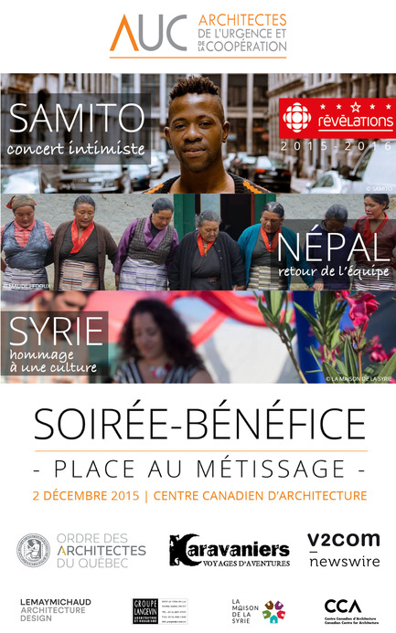 Press kit | 685-13 - Press release | Soirée-bénéfice 2015 - Architectes de l'urgence et de la coopération - Event + Exhibition