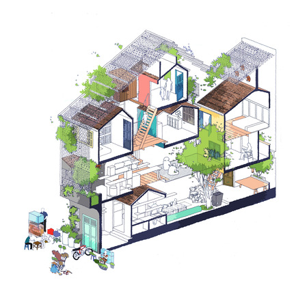 Press kit | 1256-01 - Press release | Saigon house - a21studĩo - Residential Architecture - Isometric drawing  - Photo credit: a21studio