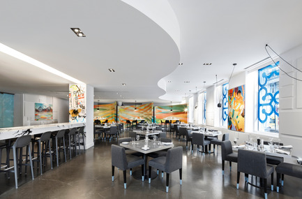 Press kit | 1969-01 - Press release | « ÊTRE AVEC TOI», the latest purely artistic Montreal restaurant - MASSIVart, SID LEE Architecture, Hotel W, BPC - Art - Main dining room - Photo credit: Stéphane Brugger