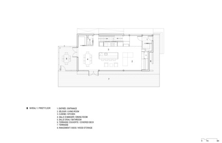 Press kit | 1527-02 - Press release | KL House - Bourgeois / Lechasseur architects - Residential Architecture - First floor plan - Photo credit: Bourgeois / Lechasseur architects