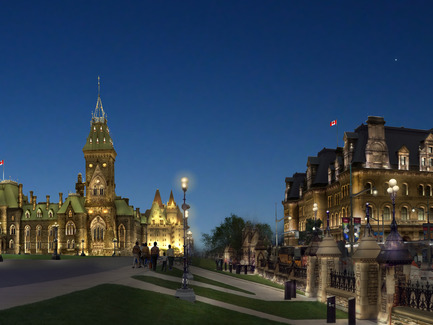 Press kit | 865-17 - Press release | Ottawa’s Parliamentary Precinct, a jewel in the night - Lemay - Landscape Architecture - Photo credit: Lemay / Lightemotion