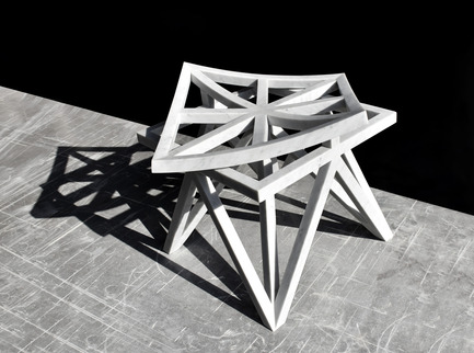 Press kit | 1604-06 - Press release | Design Days Dubai Completes It Fifth And Most Successful Edition To-Date - Design Days Dubai - Event + Exhibition - 'Unfolding Unity' stool, marble edition, by Emirati designer Aljoud Lootah. Her second appearance at Design Days Dubai - Photo credit: Courtesy of Aljoud Lootah
