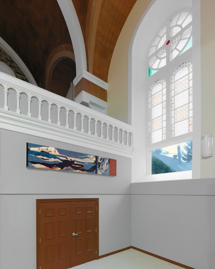 Dossier de presse | 746-04 - Communiqué de presse | L’écho des éléments - Yechel Gagnon - Art - 
L'écho des éléments, 2013<br>carved custom-made plywood24" x 120" / 61 x 305 cm 
 - Crédit photo : Marc Cramer 
