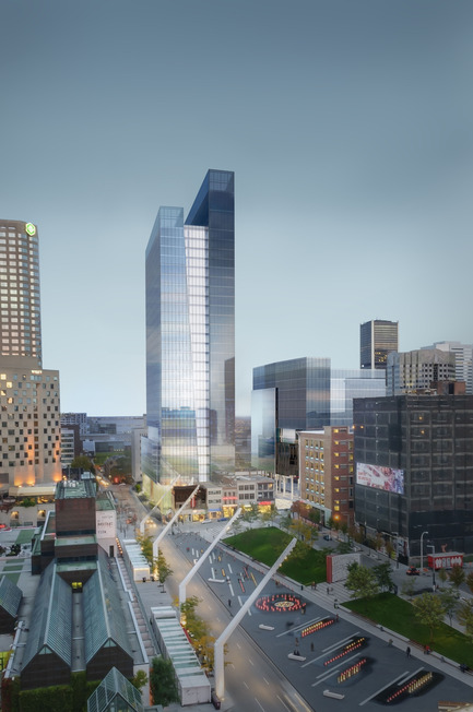 Dossier de presse | 1023-02 - Communiqué de presse | L’exposition biennale Le Montréal du futur® - édition 2016 - Le Montréal du futur - Immobilier - Tours du Quartier des Spectacles - vue de la partie du sur la rue Jeanne Mance - Crédit photo : Canderel