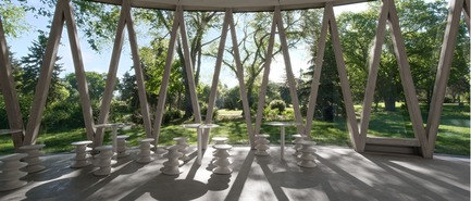 Dossier de presse | 2076-01 - Communiqué de presse | Italcementi's Award to Women's Architecture and a Special Award in Memory of the extraordinary Gae Aulenti - Italcementi Group - Concours - Borden Park Pavilion - Facade-elevation_interior-looking-out