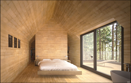 Dossier de presse | 1095-01 - Communiqué de presse | Fraternité-sur-Lac dévoile SPAHAUS - Fraternité-sur-Lac & YH2 - Architecture résidentielle - SPAHAUS - BEDROOM - 2ND FLOOR - YH2 - Crédit photo : YH2 Architecture