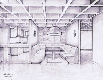 Dossier de presse | 1825-03 - Communiqué de presse | Hegel Apartment - Arqmov Workshop - Design d’intérieur résidentiel - Kitchen &amp; Dining room sketch - Crédit photo : ARQMOV WORKSHOP