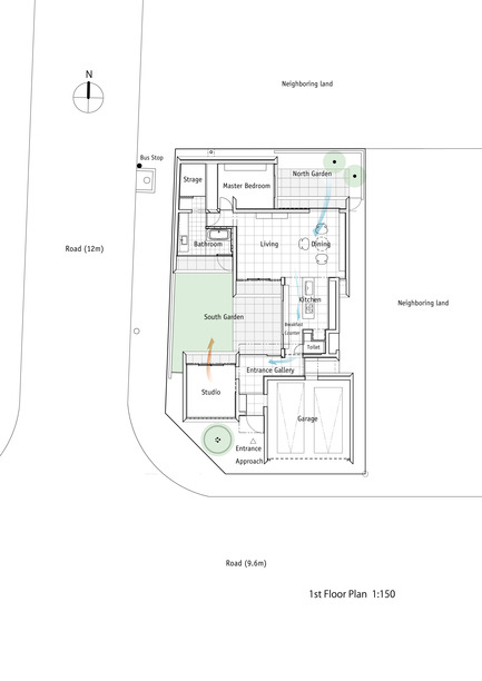 Press kit | 875-02 - Press release | The House for Contemporary Art / Award-winning project - Ryumei Fujiki + Yukiko Sato / F.A.D.S - Residential Architecture - 1st Floor Plan 1:150 - Photo credit: F.A.D.S