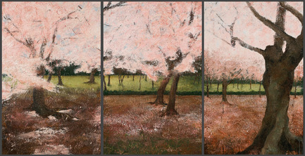 Press kit | 1094-01 - Press release | Solo exposition - L'écorce du temps - Alexandre Masino - Event + Exhibition - Poussières d’étoiles (Sakura), 2011Encaustique sur panneau / Encaustic on pannel45” x 89” / 114 x 227 cm - Photo credit: Alexandre Masino