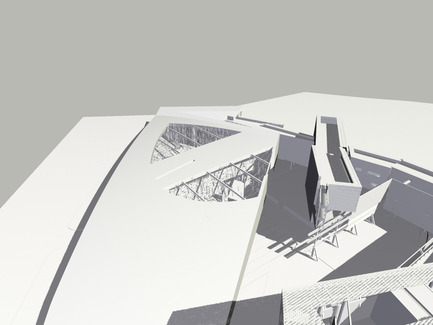 Dossier de presse | 756-12 - Communiqué de presse | Le CCA présenteArchéologie du numérique : complexité et convention - Centre Canadien d’Architecture (CCA) - Évènement + Exposition - Morphosis,  Hypo Alpe-Adria Center: rendu aérien, 1996. Documents d’archives  Morphosis, Centre Canadien d’Architecture, Montréal.<br> - Crédit photo :  Don de Morphosis. © Morphosis 