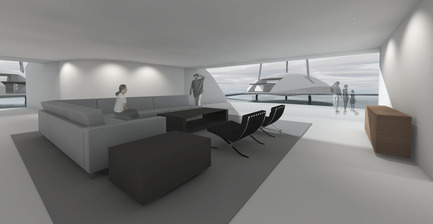 Dossier de presse | 1891-03 - Communiqué de presse | Tidal House - Terry & Terry Architecture - Architecture résidentielle - main common space and connection to decks - Crédit photo : Terry.Terry Architecture