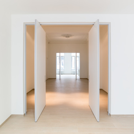 Dossier de presse | 2163-01 - Communiqué de presse | Pivoting Room Divider - ANYWAY doors - Produit - Double pivot door with offset axis pivoting hinges - Crédit photo : ANYWAYdoors - Photographer Koen Dries