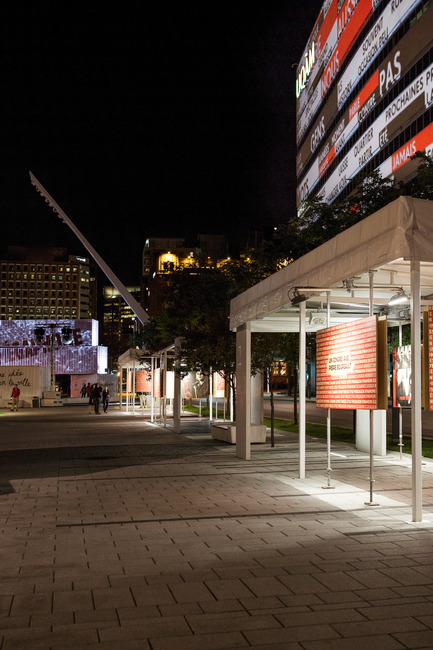 Press kit | 583-06 - Press release | Mégaphone : an interactive installation that comes alive at the sound of citizens ideas - Quartier des spectacles partnership - Event + Exhibition - Photo credit: Moment Factory