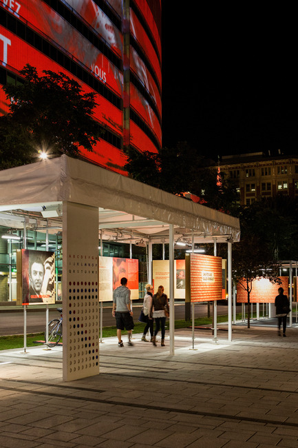 Press kit | 583-06 - Press release | Mégaphone : an interactive installation that comes alive at the sound of citizens ideas - Quartier des spectacles partnership - Event + Exhibition - Photo credit: Moment Factory