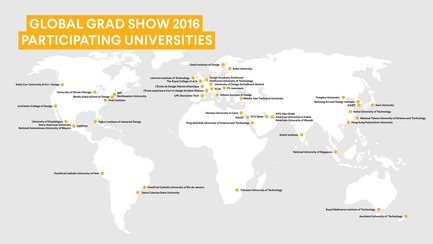 Press kit | 1834-07 - Press release | Global Grad Show Announces 2016 Exhibition - Dubai Design Week - Event + Exhibition - Global Grad Show 2016, Participating Universities Map - Photo credit: Dubai Design Week