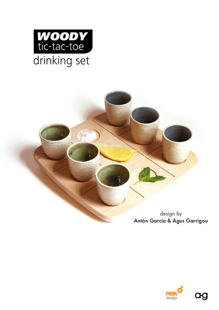 Dossier de presse | 2155-01 - Communiqué de presse | WOODY Tic Tac Toe - Drinking set - ROKdesign + AG Cerámica - Produit - Promotional poster - Crédit photo : Agus Garrigou &amp; Antón García