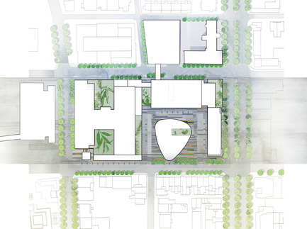 Dossier de presse | 1387-01 - Communiqué de presse | CannonDesign + NEUF architect(e)s dévoile le nouveau CHUM de Montréal, le plus grand projet hospitalier en Amérique du Nord - CannonDesign + NEUF architect(e)s - Architecture institutionnelle - Plan du site - Crédit photo : CannonDesign + NEUF architect(e)s